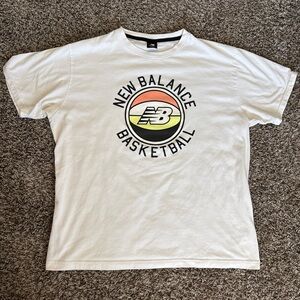 New Balance Basketball White Crew Tee with Colorful Logo XL